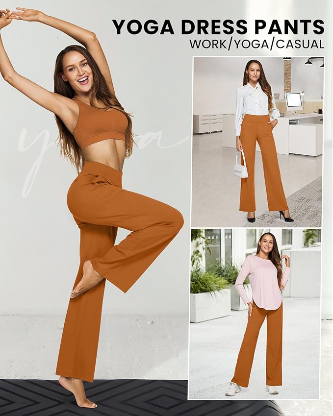 G4Free EverGoing Yoga Pants Women Wide Leg Pants with Pockets High Waist Stretch Dress Casual Sweatpants Petite/Regular/Tall