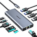USB C Hub Multiport Adapter, 10-in-1 USB C to HDMI Ethernet Hub with 4K HDMI, 100W PD, Gigabit Ethernet, USB-C Data Port, 2×USB 3.0, 2×USB 2.0, SD/TF Card Reader for MacBook/Dell/HP/Windows Laptops