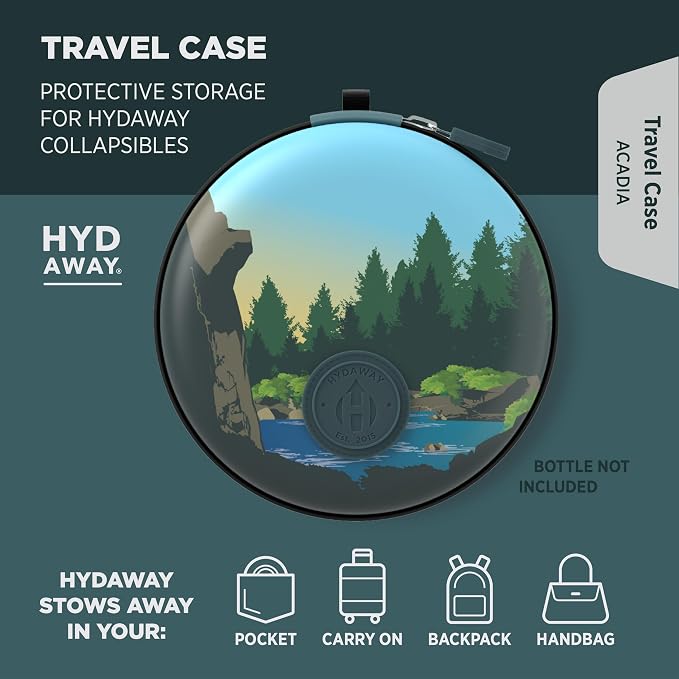 HYDAWAY Hydration Travel Pack - 25oz Collapsible Water Bottle with Flip-Top Lid and Protective Travel Case - BPA-Free, Leak-Resistant, Reusable Bottle for Traveling, Hiking, and Daily Use
