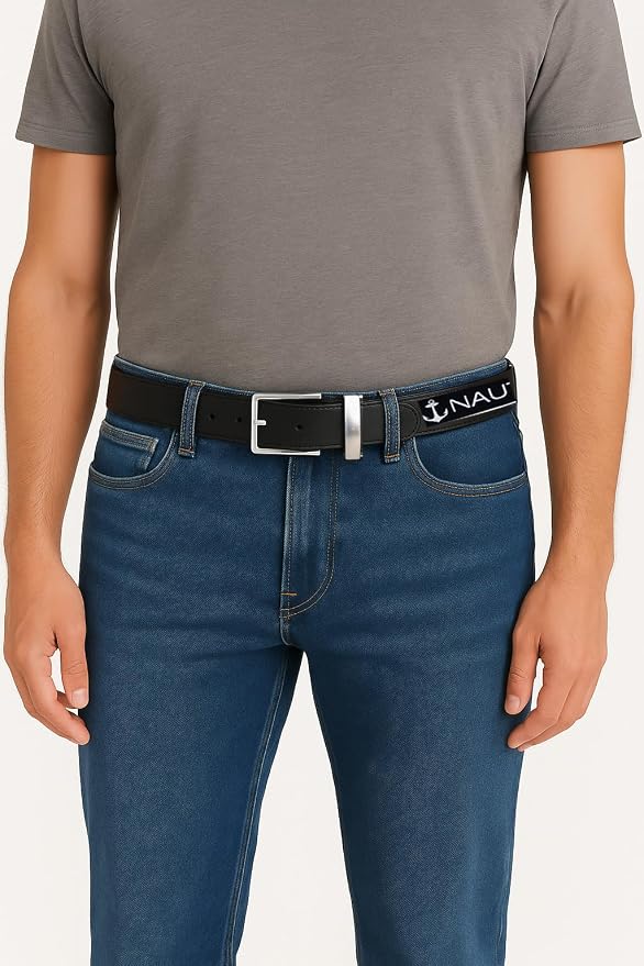 Nautica Men's Reversible Leather Belt | 2-in-1 | Classic | Everyday | Business | Work | Dress | Casual | Metal Buckle