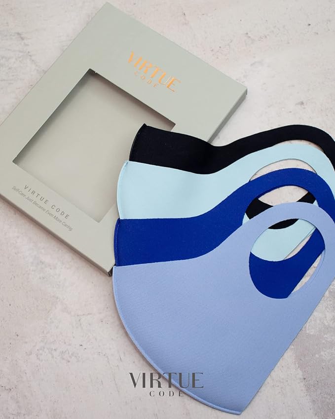 Virtue Code Second Skin Cloth Face Mask Pack. 4 Buttery Soft Masks Washable Fabric