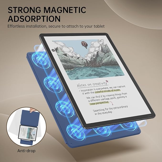 MoKo Magnetic Case for All-New 11" Kindle Scribe 2025(3rd Generation) & Kindle Scribe Colorsoft 2025(1st Gen) - Slim Folio Premium PU Leather Cover with Pen Clasp & Auto Sleep Wake, Navy Blue