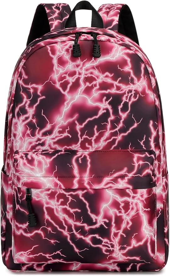 mezhsa Boy School Backpack Elementary Middle Lightning Bookbag Laptop Teenager Waterproof Lightweight 17 Inches (3Red)