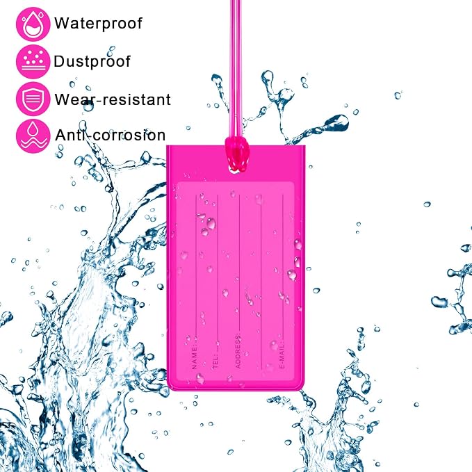 Sumind 50 Pcs Plastic Luggage Tags Assorted Name Identification Labels Flexible Suitcase Tags for Travel Baggage, 10 Colors (Plastic)