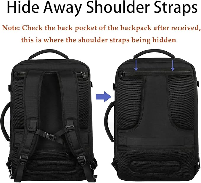 MATEIN Carry on Backpack for Airplanes, Expandable Travel Backpack Airline Approved with Hidden Shoulder Strap for Men Women, Lightweight Casual Daypack Bags for Travelling, Camping, Business