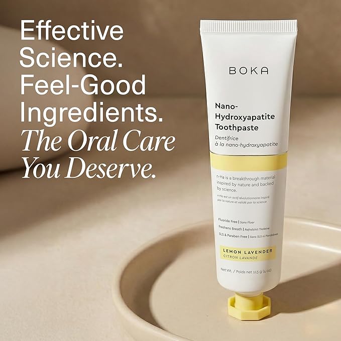 Boka Fluoride Free Toothpaste, Nano Hydroxyapatite Toothpaste, Appropriate for Sensitive Teeth - for Adult Oral Care - Lemon Lavender Flavor, 4 Fl Oz 1Pk US Manufactured