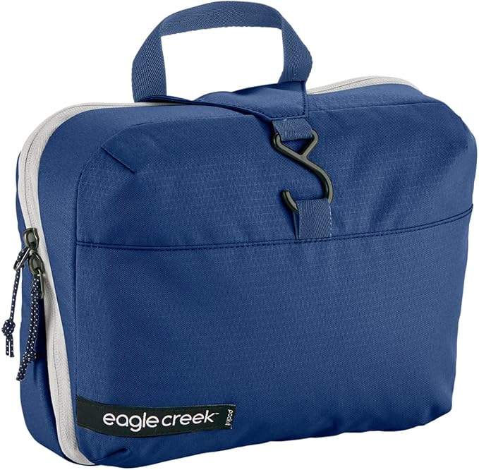 eagle creek Pack-It Reveal Hanging Toiletry Kit - Lies Flat or Hangs, with Hanging Hook and Tons of Pockets, Water-Resistant, Az Blue/Grey - One Size