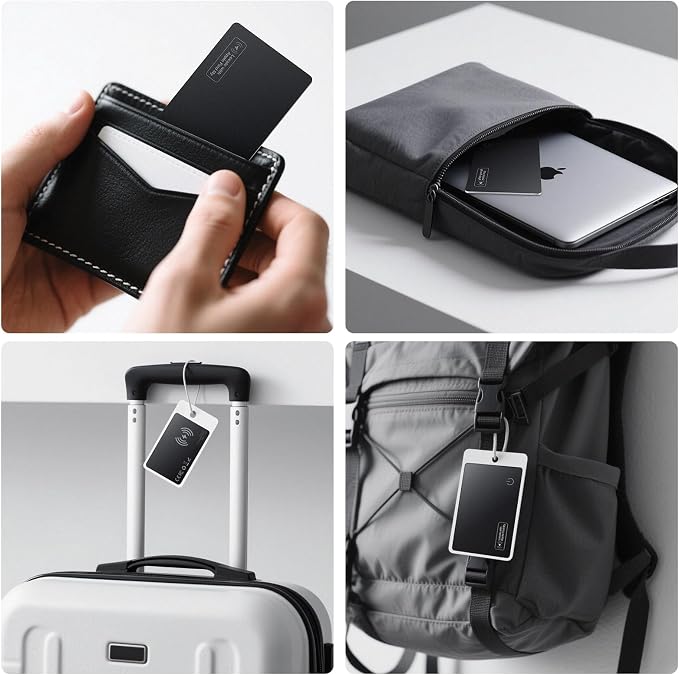 Wallet Tracker Card 2 Pack - Compatible with Apple Find My iOS Only, Bluetooth Tracker, 0.08in Slim, IP68 Waterproof, Item Locator for Luggage, Passports, Purse, Gift for Men Women