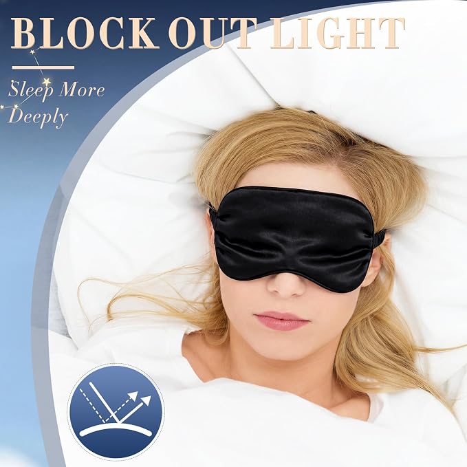 Cuffbow 36 Pcs Silk Sleep Eye Masks Bulk Satin Eye Cover Blindfold Eyeshade with Adjustable Elastic Strap for Women Men Sleeping Travel Wedding Gift(Black, Pink)