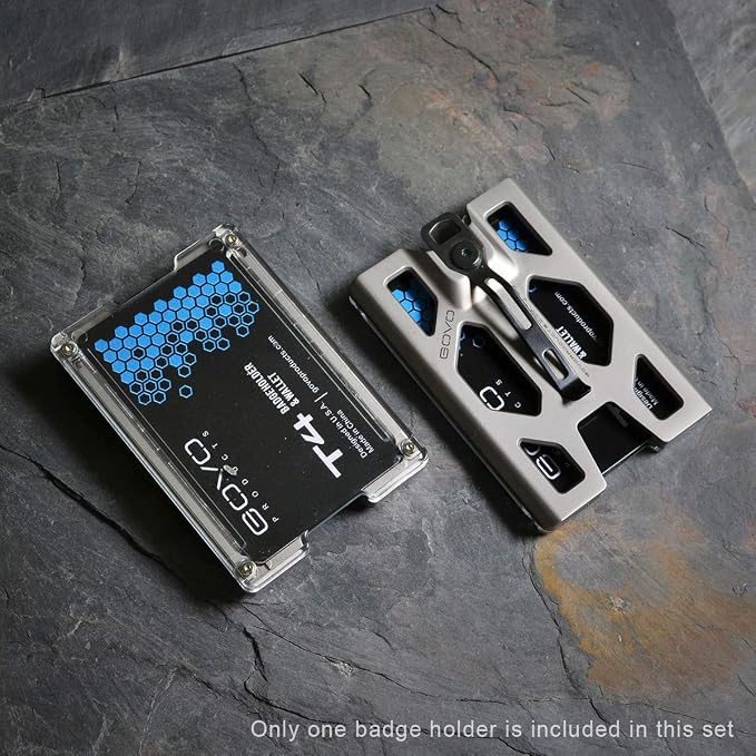 Titanium GOVO Badge Holder/Wallet - ID Card Holder with Metal Clip and 4 Cards Slot