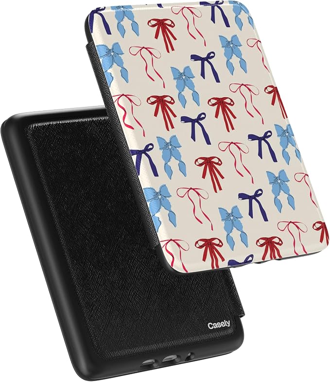 Casely 6" Kindle Case | American Girlie | Red White & Blue Bows | Compatible with 6-inch Amazon Kindle 2024/2022 (11th Generation)