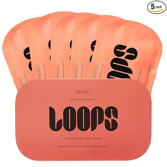 LOOPS WEEKLY RESET - Rejuvenating Korean Hydrogel Face Masks - Rejuvenate, Hydrate, Refine, Visibly Plump - Moisturizing & Pore RefiningSkin Mask Face Mask Reduces Signs of Puffiness 5pc