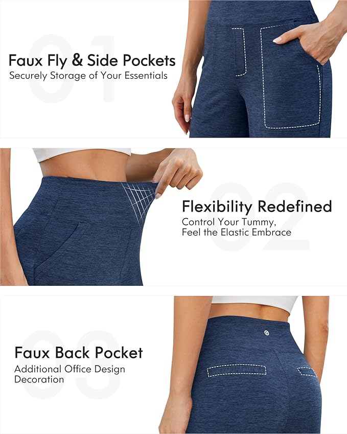 G4Free EverGoing Yoga Pants Women Wide Leg Pants with Pockets High Waist Stretch Dress Casual Sweatpants Petite/Regular/Tall