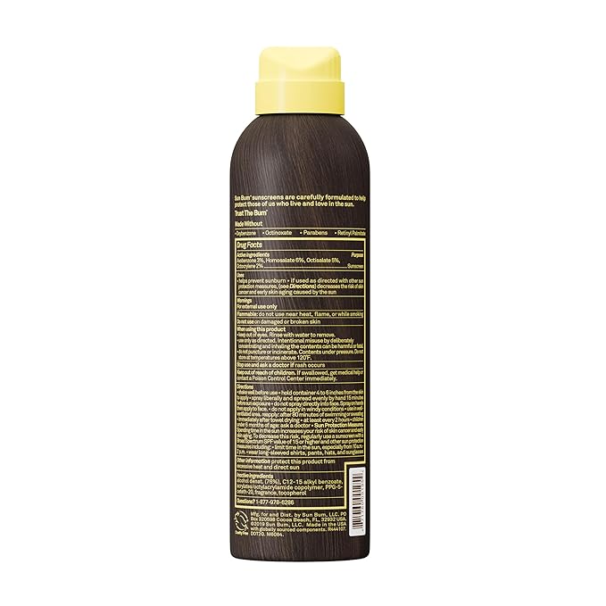 Sun Bum Original SPF 15 Sunscreen Body Spray - Broad Spectrum Moisturizing Sunscreen with Vitamin E - Hawaii 104 Act Compliant (Made without Octinoxate & Oxybenzone) - 6 oz