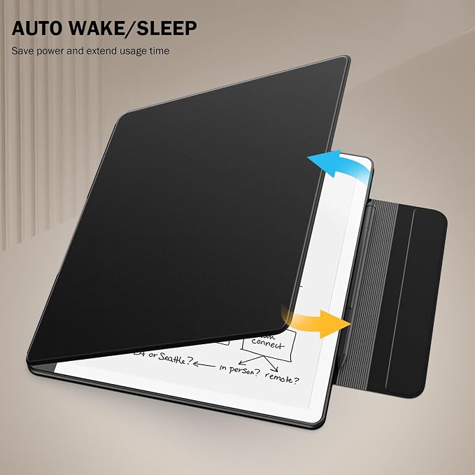 MoKo Magnetic Case for All-New 10.2" Kindle Scribe (2024/2022 Released) - Slim Folio Premium PU Leather Cover with Pen Clasp & Auto Sleep Wake for Kindle Scribe 10.2 Inch, Black