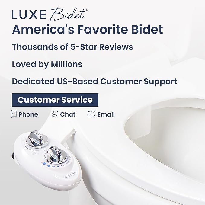 LUXE Bidet NEO 120 - Single Nozzle, Self-Cleaning, Non-Electric Bidet Attachment for Toilet Seat, Adjustable Water Pressure, Rear Wash (White)