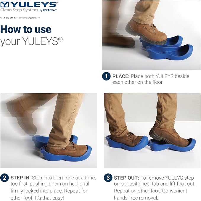 HexArmor YULEYS, Hands-Free Reusable Work Boot & Shoe Covers With Universal Fit, Slip-Resistant Tread and Heel-Locking Grip