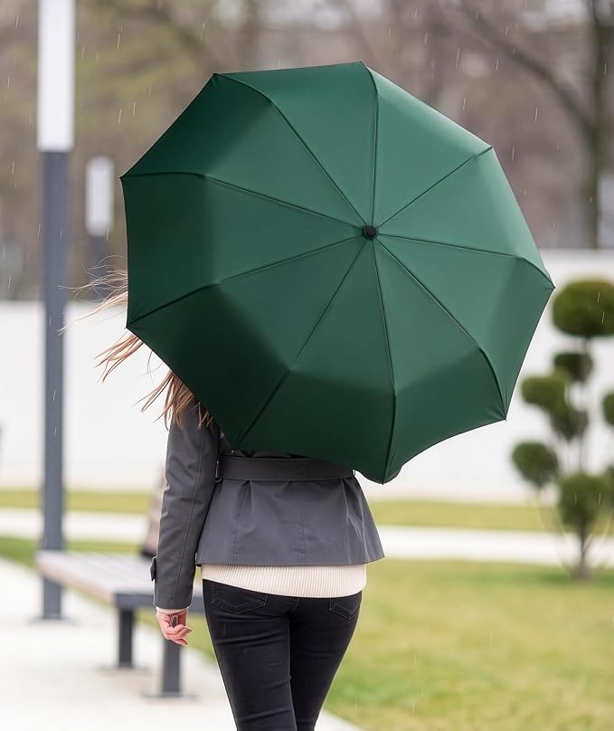 Rain-Mate Windproof Compact Umbrellas for Rain - Strong Reinforced Fiberglass Rib Design & Auto Open & Close - Portable Folding Travel Umbrella - Lightweight & Packable for Women & Men, Easy Collapse