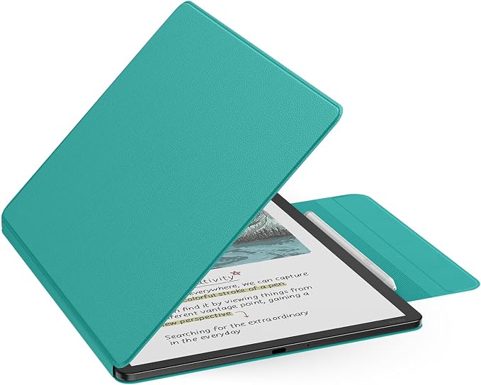 MoKo Magnetic Case for All-New 11" Kindle Scribe 2025(3rd Generation) & Kindle Scribe Colorsoft 2025(1st Generation) - Slim Folio Premium PU Leather Cover with Pen Clasp & Auto Sleep Wake, Jade Green