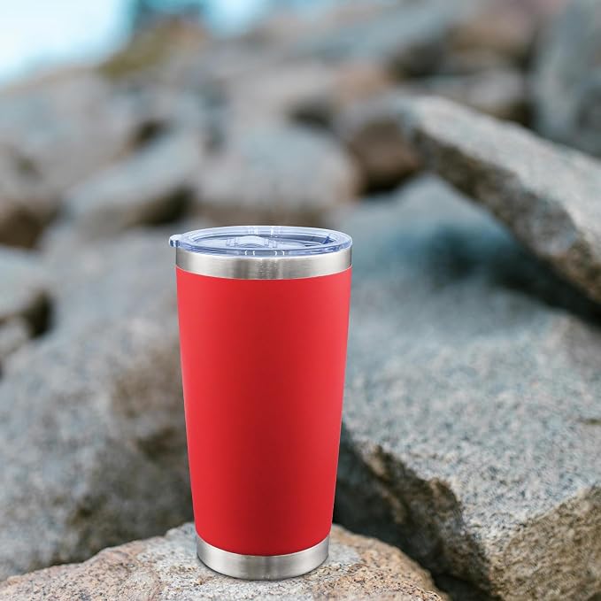 AIANJI 20oz Tumbler Bulk Stainless Steel Tumblers with Lid Vacuum Insulated Double Wall Travel Coffee Mug Powder Coated Tumbler Cup for Hot and Cold Drinks(Red, 12 pack)