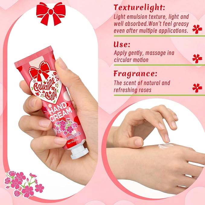 Demissle 36 Sets Galentine's Day Gifts Bulk 36 Lip Balm and 36 Hand Cream Gift Set Galentine's Day Party Favors Supplies Gift Ideas for Adults Friends Women Her Teacher Staff Nurse Coworker