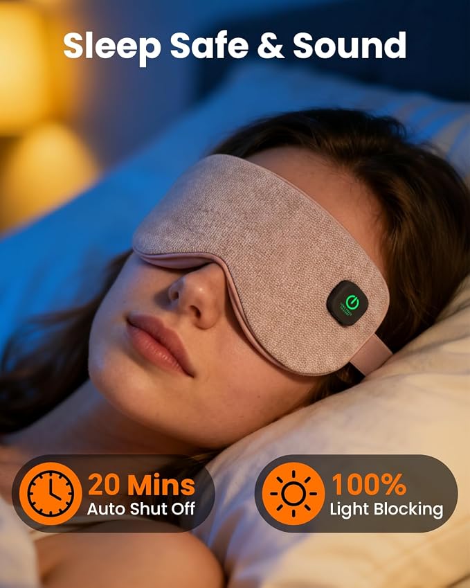 Cordless Heated Eye Mask with 1500mAh Large Battery, 4 Heat Levels & 100% Blackout for Dry Eyes Relief, Fast Heating Eye Heating Pad with 2 Washable Covers for Sleep, Travel, MGD, Blepharitis