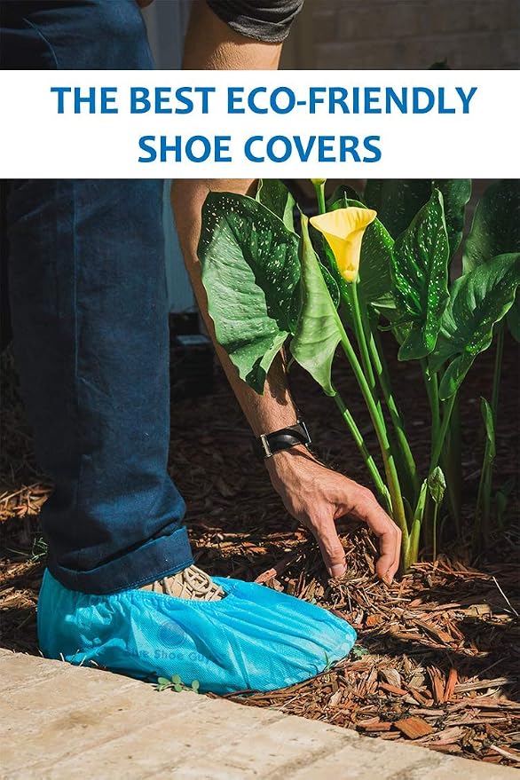 Blue Shoe Guys Premium Disposable Boot & Shoe Covers Booties | 100 Pack | Durable, Non-Slip, Non-Toxic, Water Resistant, Recyclable Protectors for Indoor & Outdoor | Large Size Fits Most Shoes