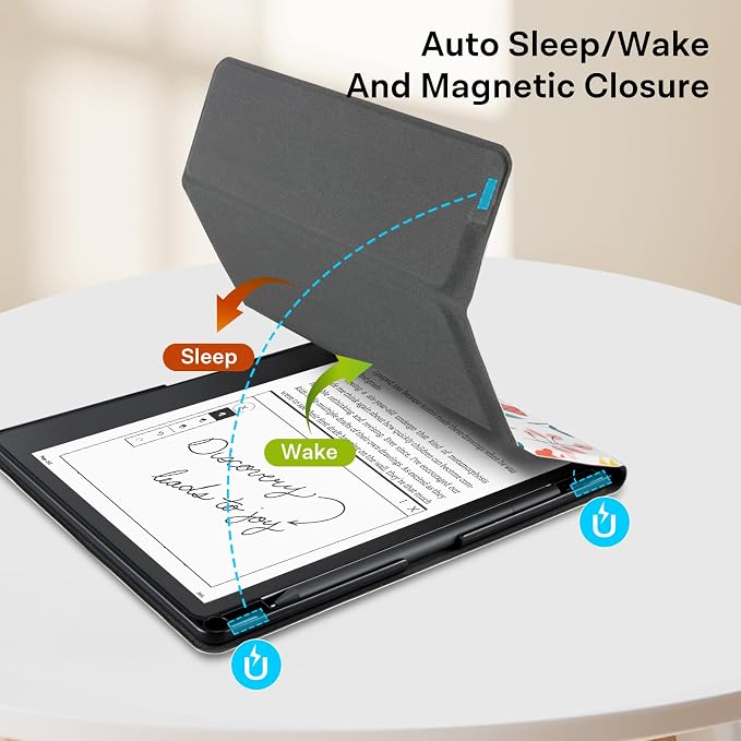 CoBak Case for E-Reader - All New PU Leather Cover with Auto Sleep Wake Feature for Tablet Reader 10.2" 2022 & 2024 Released with Pen Holder (not Compatible with Remarkable),Bloomwave