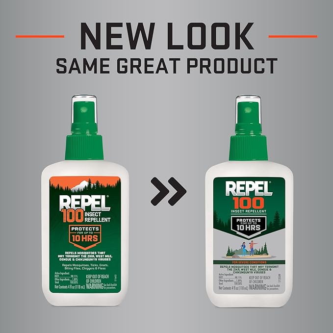 Repel 100 Insect Repellent, 4 Ounces, With DEET, 10-Hour Protection Long- Lasting Insect Repellent Pump Spray Repels Mosquitoes, Ticks, Gnats, Biting Flies, Chiggers And Fleas, 6 Pack