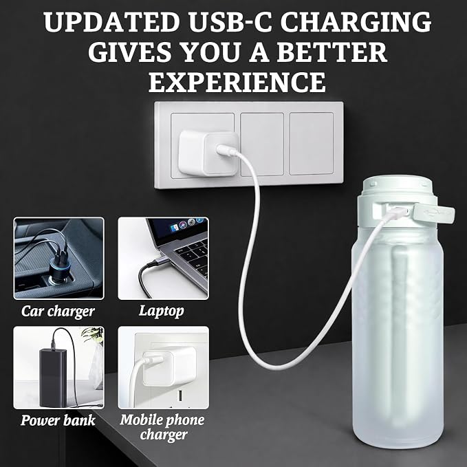 ( 320ml ) PureStream Portable Bidet – Large Capacity, USB-C Rechargeable Handheld Sprayer for Travel, Bottle Adapter, 180° Foldable Nozzle, Adjustable Pressure Modes, Waterproof, for Men and Women