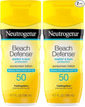 Neutrogena Sunscreen Lotion Beach Defense SPF 50, Face and Body Sunscreen, Hawaii Reef Act 104 Compliant, Octinoxate & Oxybenzone Free, Oil Free, Fast Absorbing Sun Care, 6.7 fl oz (Pack of 2)