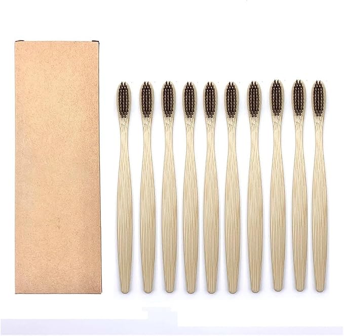 Manual Toothbrush 10PCS Colorful Toothbrush Set Soft Bristle Teeth Whitening Toothbrushes Soft Care Toothbrush(10PCS Brown Color)