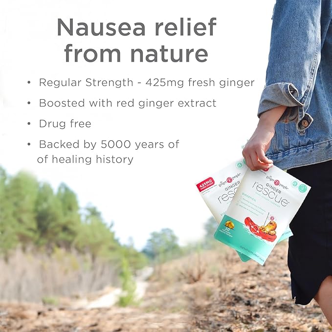 The Ginger People Ginger Rescue Digestive Wellness Lozenges (Hard) | Regular Strength - 425mg | Morning Sickness, Nausea, Upset Stomach, Mild Gas & Indigestion, 30 Count (Pack of 2)