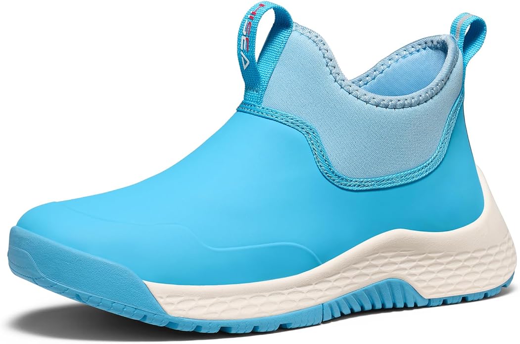 HISEA Women's Ankle Rain Boots, Waterproof Garden Shoes Chelsea Rain Booties, Slip-On Neoprene Working Mud Shoes, Lightweight Rubber Boots for Walking Yard Outdoors