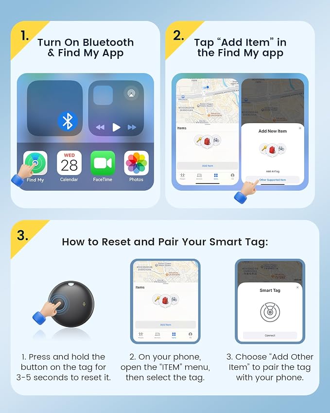 Air Tracker Tags-4 Pack, Smart Bluetooth Tracker Works with Apple Find My (iOS Only), Item Finder Key Finder with Replaceable Battery, Tracker Tag Locator for Keys, Luggage, Suitcases and Bags (Black)