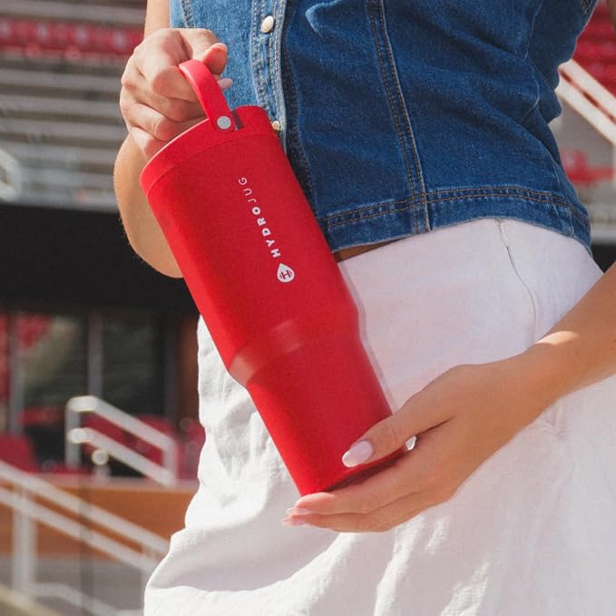 HydroJug Sport 32 oz Insulated Stainless Steel Water Bottle, Alumni Red