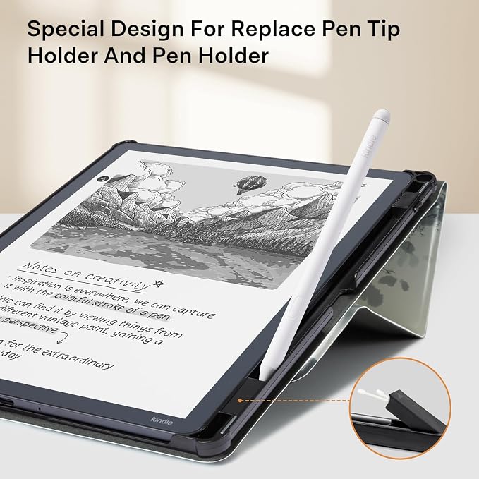 CoBak Case for 11" Kindle Scribe 3rd Generation 2025, Kindle Scribe Colorsoft with Two Viewing Angles - All New PU Leather Cover with Auto Sleep Wake, Pen Holder. Ink Painting