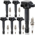 UF400 Ignition Coil & 9807B-5517W Double Iridium Spark Plug 6PCS for Acura 01-05 EL, 01-09 MDX/Honda 01-05 Civic, 03-08 Pilot, 06-08 Ridgeline/04-07 Saturn Vue Replaces# UF512 C1460