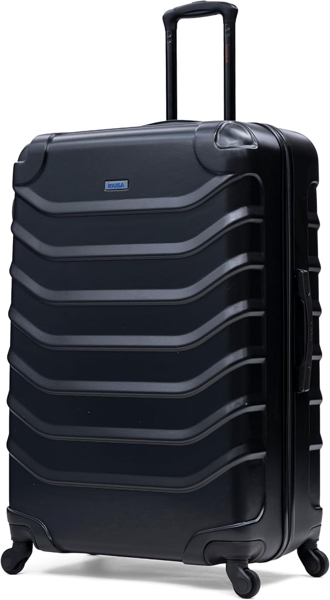 InUSA ENDURANCE Luggage with Spinner Wheels | Durable Lightweight Hardside Suitcase, Travel Bag with Handle and Trolley, 32-Inch Extra-Large Checked Luggage | Black