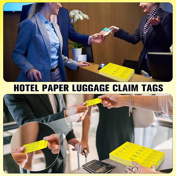 Feifeiya 1000 Hotel Luggage ID Tags with Transfer Tape on Back Paper Baggage Claim Check Tags Numbering from 000 to 999 Baggage Identification for Hotel Suitcase Motel Bag (Yellow)