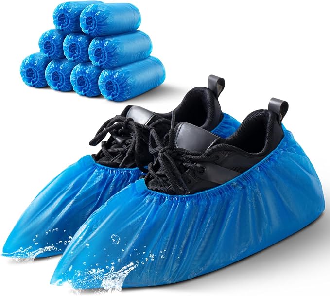 HUADYMEET Shoe Covers 1000 Pack(500 Pairs) Large Shoe Covers Disposable Shoe Boot Covers Waterproof Shoes Protectors Covers Durable Boot&Shoes Covers for Indoors,One Size Fits All, 600g/Bag