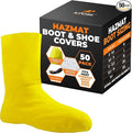 Hazmat Boot and Shoe Covers For Hazardous Materials - Explosives, Gases, Flammable Liquids, Peroxide and More – 50 Packs Large Yellow 12" Over the Shoe Protectors - by Xpose Safety