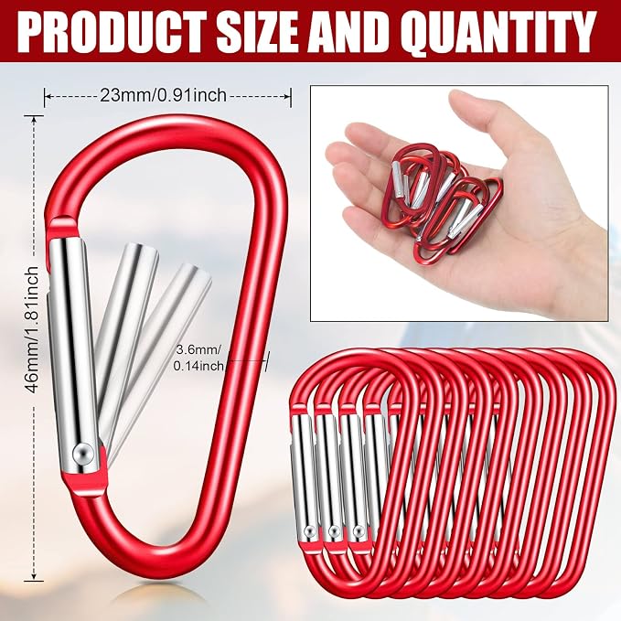 Shimeyao 180 Pcs Small Aluminum Clip Keychain Buckle Clip Bulk Mini Aluminum Ring Shape Small Lock Spring Snap Hook
