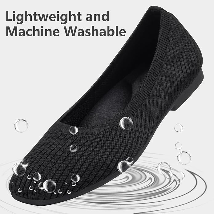 Frank Mully Women's Flats Square Toe Flats Comfortable Slip on Washable Ballet Flats Shoes for Women Dressy Work