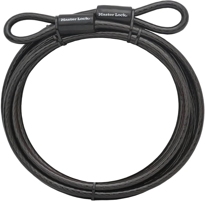 Master Lock 72DPF Steel Cable with Looped Ends, 15 ft. Long, Black (Pack of 4)