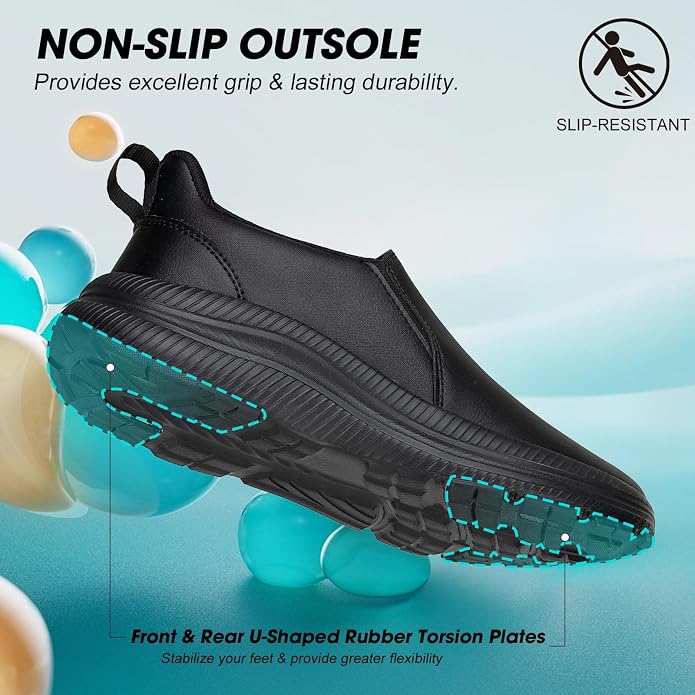 ZOVE Wide Toe Box Shoes Women Wide Width Waterproof Leather Hands Free Nursing Sneakers Ultra Light Extra Wide Walking Sneakers Non-Slip Chef Diabetes Nurse Work Shoes