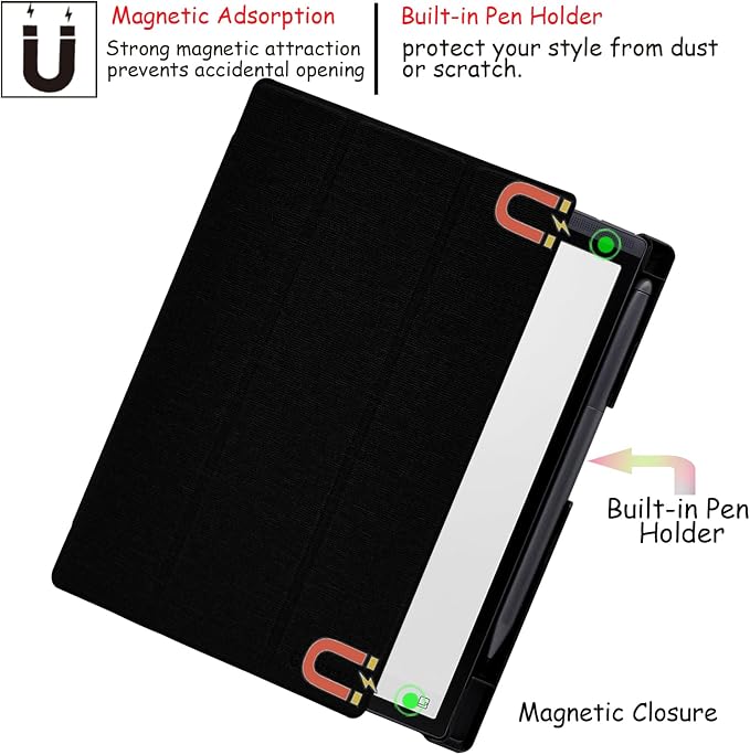 Protective Folio Case for 8.2'' iFLYTEK AINOTE Air 2, Ultra-Thin Lightweight Trifold Protective Cover with Built-in Pen Holder Auto Sleep/Wake for AINOTE Air2 Tablet (Cloth Black)