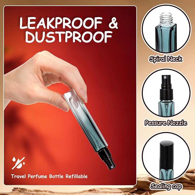 36 Pcs Glass Refillable Perfume Bottle Bulk 10ml Portable Travel Perfume Atomizer Refillable Empty Atomizer Sprayer Small Spray Bottles for Cologne Dispenser (Black Green)