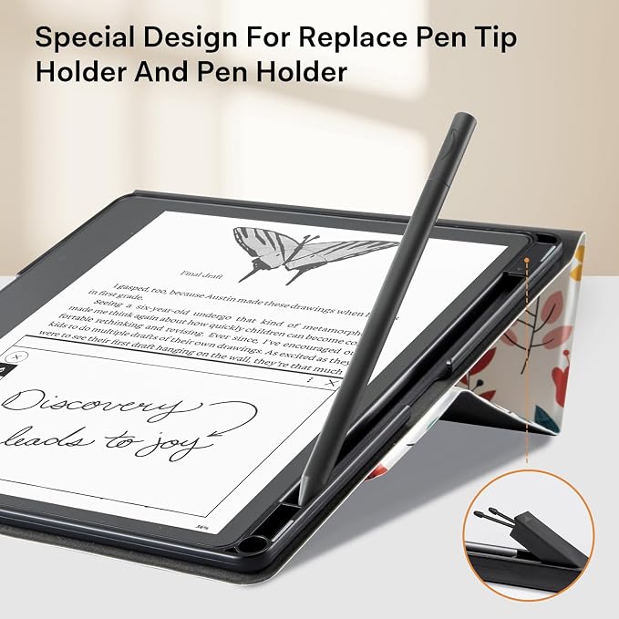 CoBak Case for E-Reader - All New PU Leather Cover with Auto Sleep Wake Feature for Tablet Reader 10.2" 2022 & 2024 Released with Pen Holder (not Compatible with Remarkable),Bloomwave