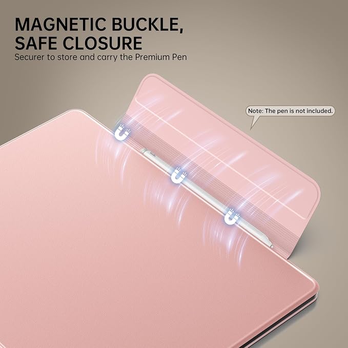 MoKo Magnetic Case for All-New 11" Kindle Scribe 2025(3rd Generation) & Kindle Scribe Colorsoft 2025(1st Generation) - Slim Folio Premium PU Leather Cover with Pen Clasp & Auto Sleep Wake, Rose Gold